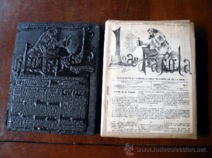 Negativo de plancha de impresión. Periódico La Farola 1878