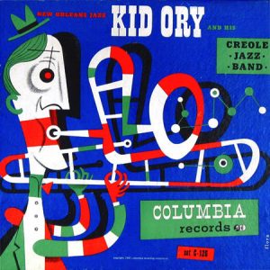 Kid Ory: New Orleans Jazz Label: Columbia 78 rpm album 1940s Diseño: Jim Flora